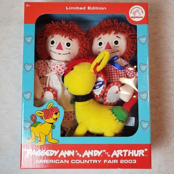 NIB!! 2003 LIMITED EDITION * Numbered * Raggedy Ann + Andy + Dog Arthur Doll Set - Picture 1 of 15